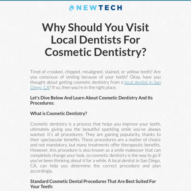 Why Should You Visit Local Dentists For Cosmetic Dentistry?