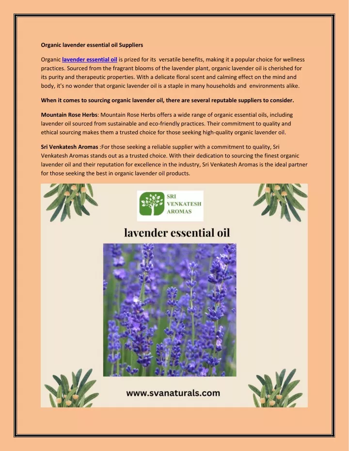 PPT - Organic lavender essential oil Suppliers PowerPoint Presentation - ID:13162261