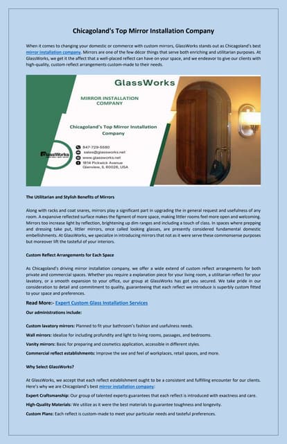 Modern and Stylish mirror installation company Professionals | PDF